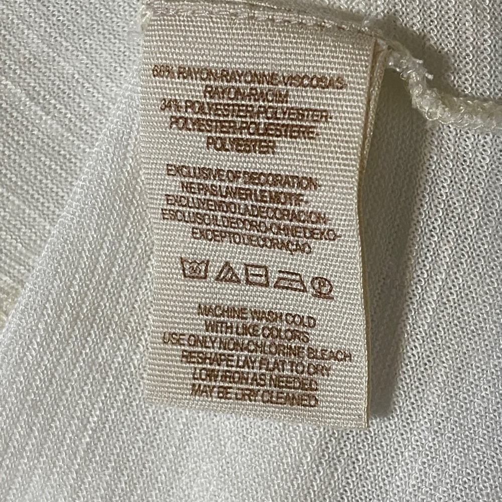 Free People Lola Long Sleeve Knit Lace Top White Oversized Cottagecore Medium - Picture 6 of 7